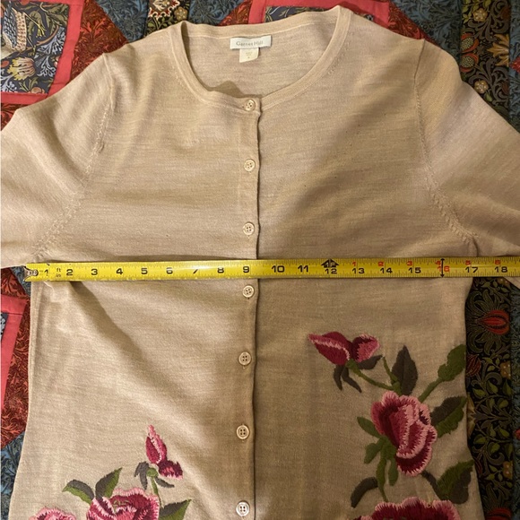 GARNET HILL Eco Merino embroidered Cardigan S - Picture 3 of 8